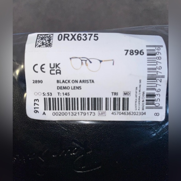 Ray-Ban RX6375 Eyeglasses. Black & Gold Frames with demo lenses - Picture 5 of 6